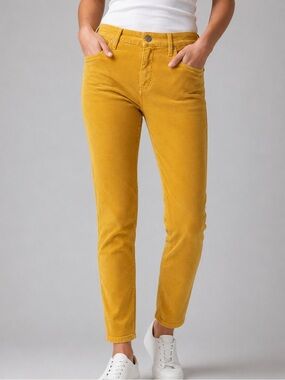 AG Adriano Goldschmied The Prima Ankle Corduroy Pants Mustard Yellow Size 27 NWT